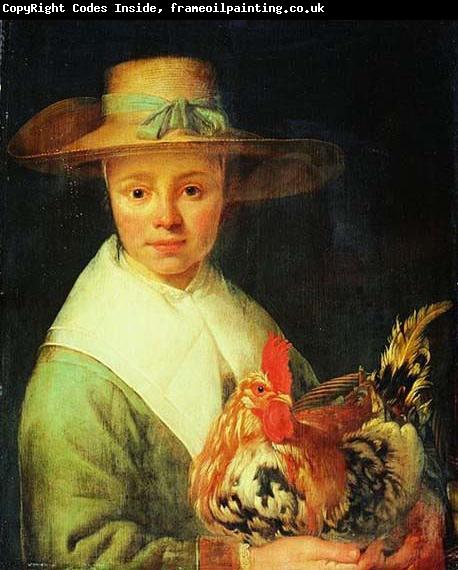 Jacob Gerritsz Cuyp A Girl with a Rooster